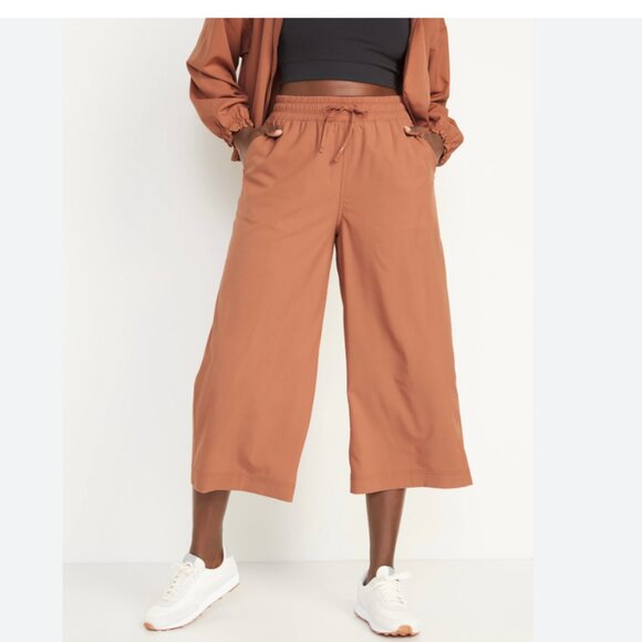OLD NAVY Extra High-Waisted StretchTech Cropped Wide-Leg Pants Sz M - Picture 1 of 8